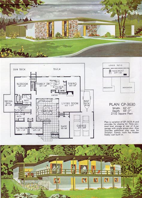 small mid century home plans.